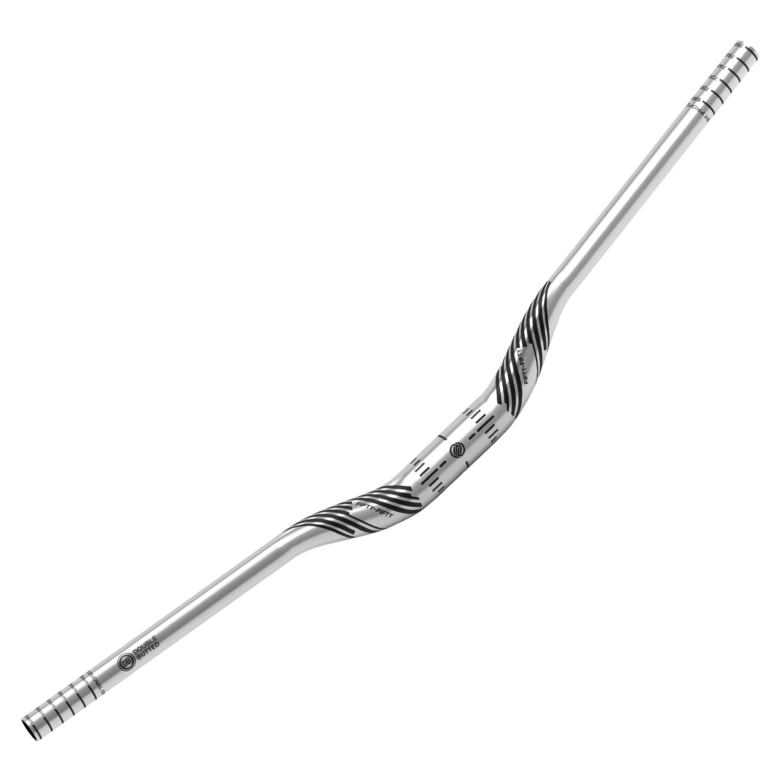 FIFTY-FIFTY Mountain Bike Riser Handlebar Aluminum Alloy MTB Handlebar 31.8mm Diameter 780mm Wide Bicycle Bar Silver 35mm Rise