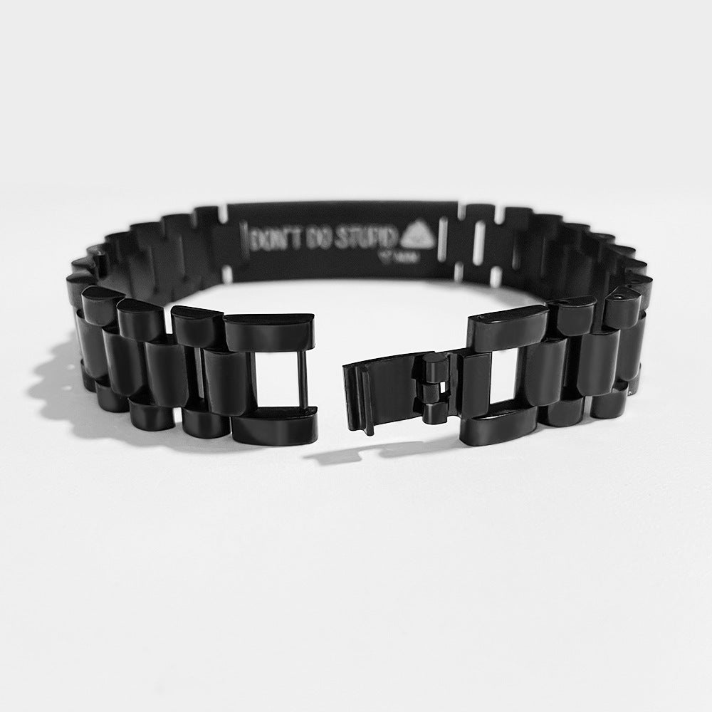 Custom Engraved Stainless Steel Black Bracelet for Men